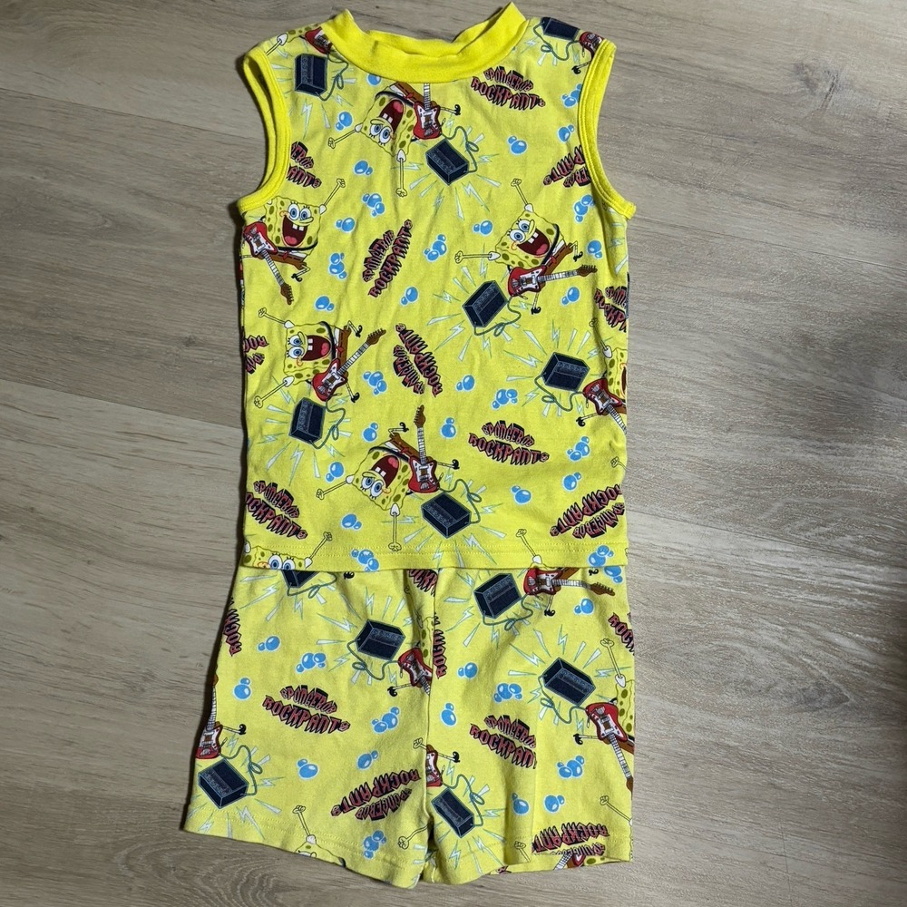 SPONGEBOB SQUAREPANTS Summer Pajamas Sleepwear Set Tank W/ Shorts Size Med-8